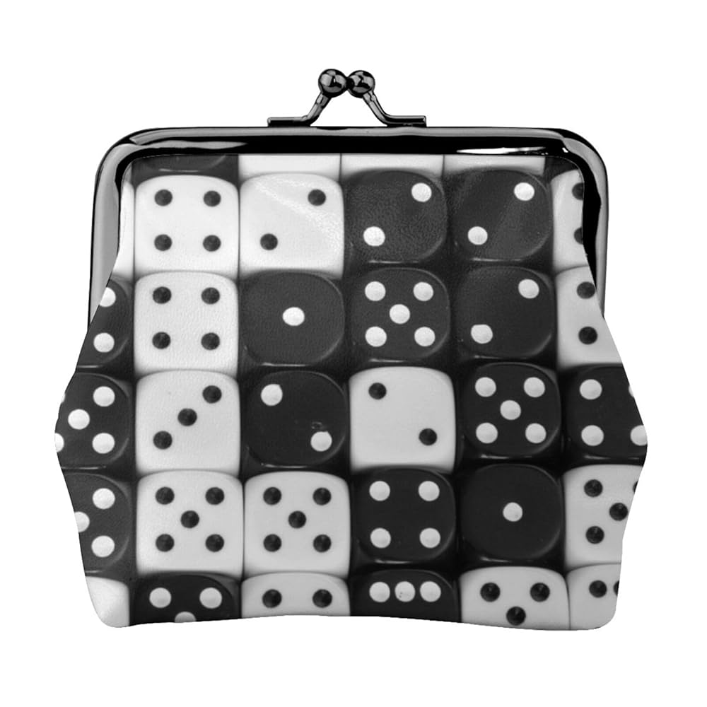 Amazon | サイコロ 数字柄 白黒 小銭入れ がま口財布 レザー